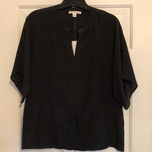 Banana Republic Black Pleated Peplum Blouse